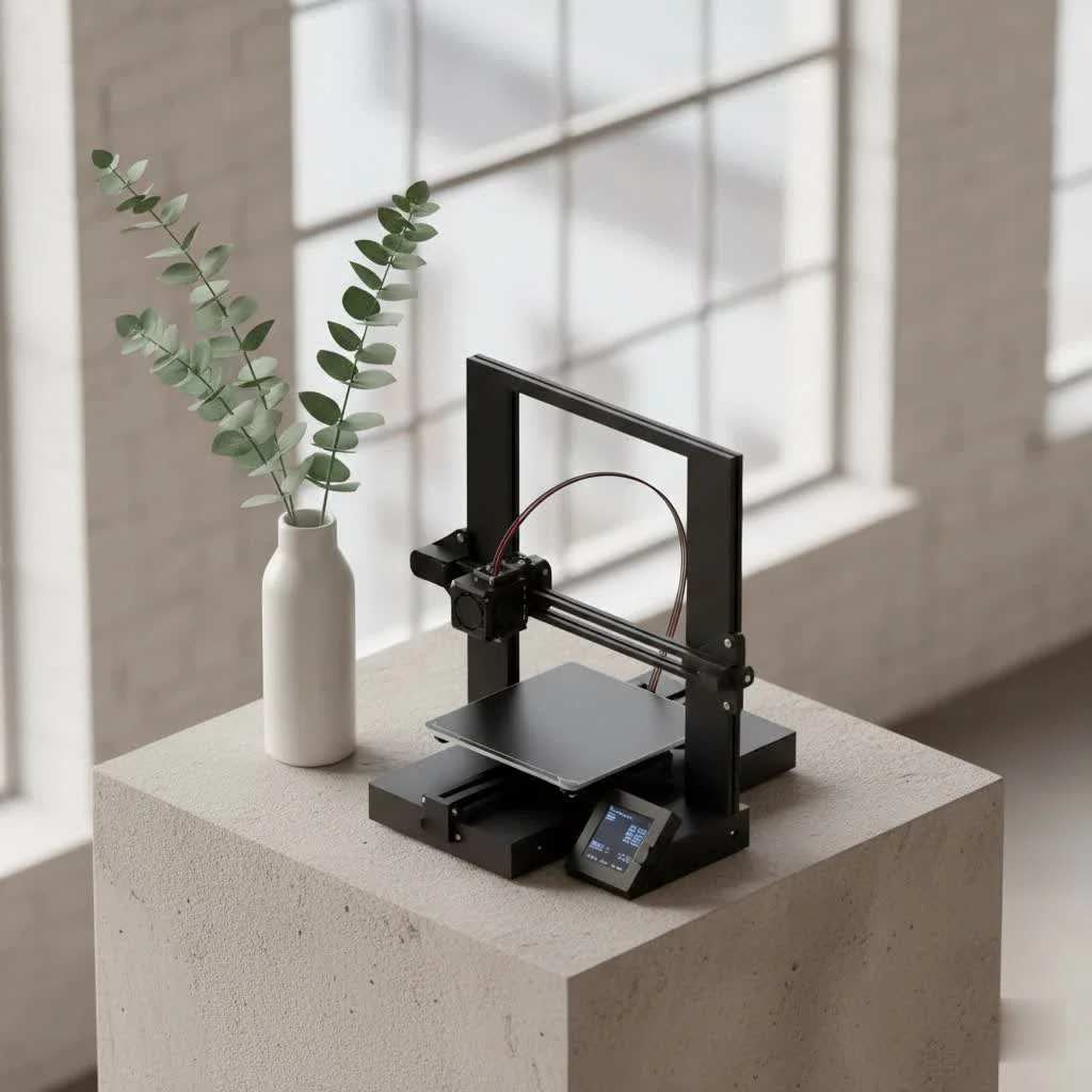 3D concrete printer constructing a building