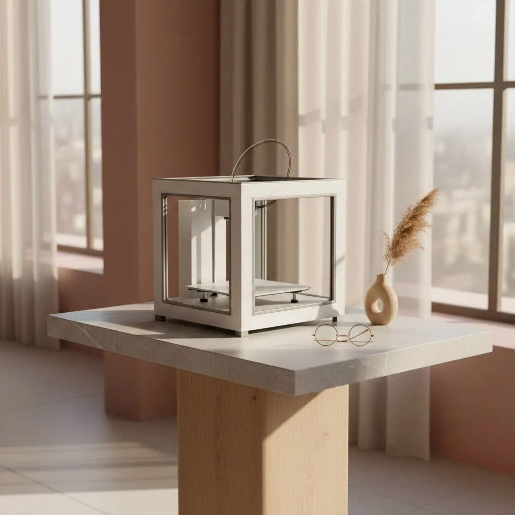 Close-up of a clear 3D printed object showing internal details