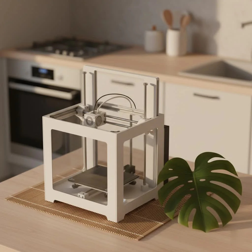 Resin 3D printer creating a detailed miniature model