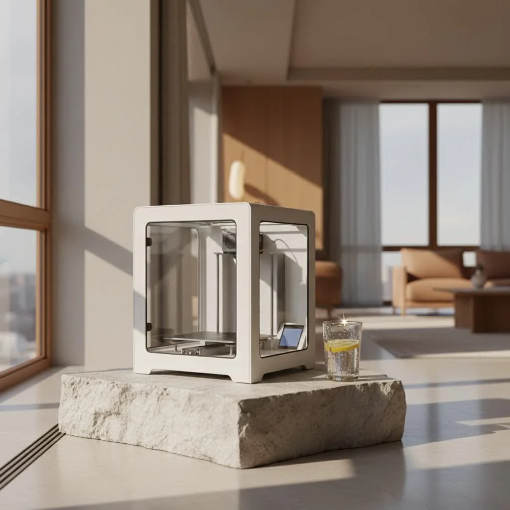 Large industrial 3D printer creating a complex part