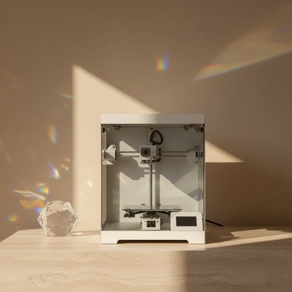 A person's hands adjusting a 3D printer's build plate