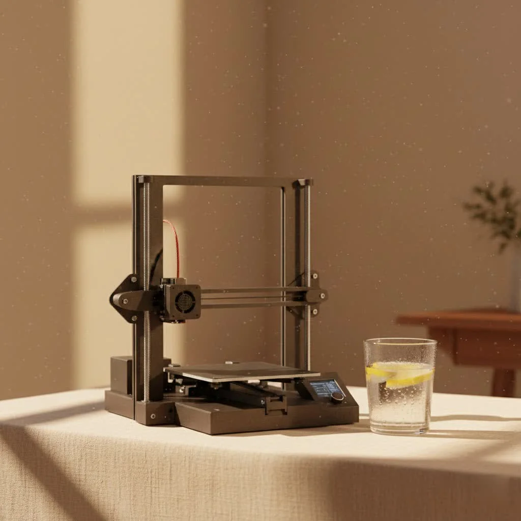 A 3D printer in action, creating a small object